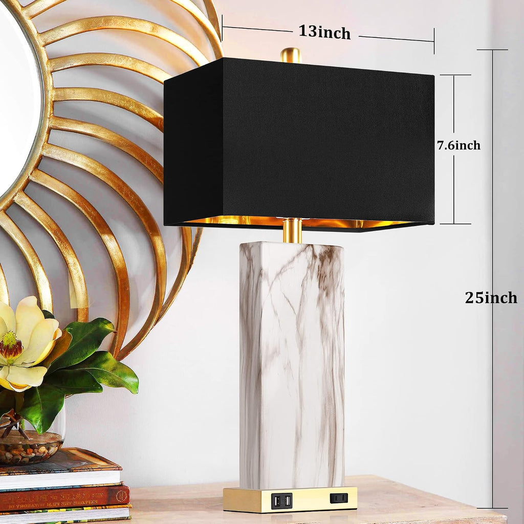 Table Lamps Set of Two Faux Marble Base
