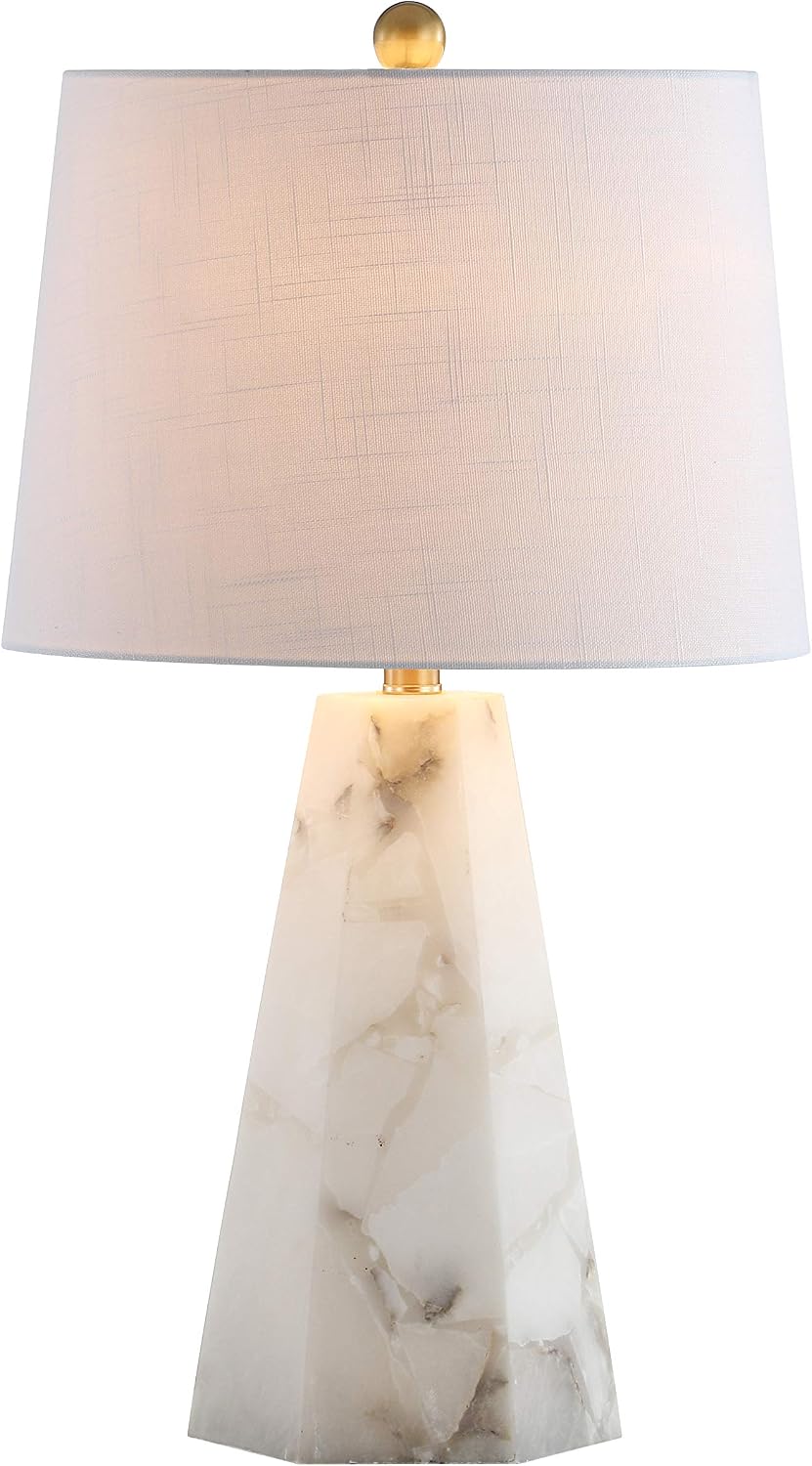 Alabaster Table Lamp Brass Gold 25.5"