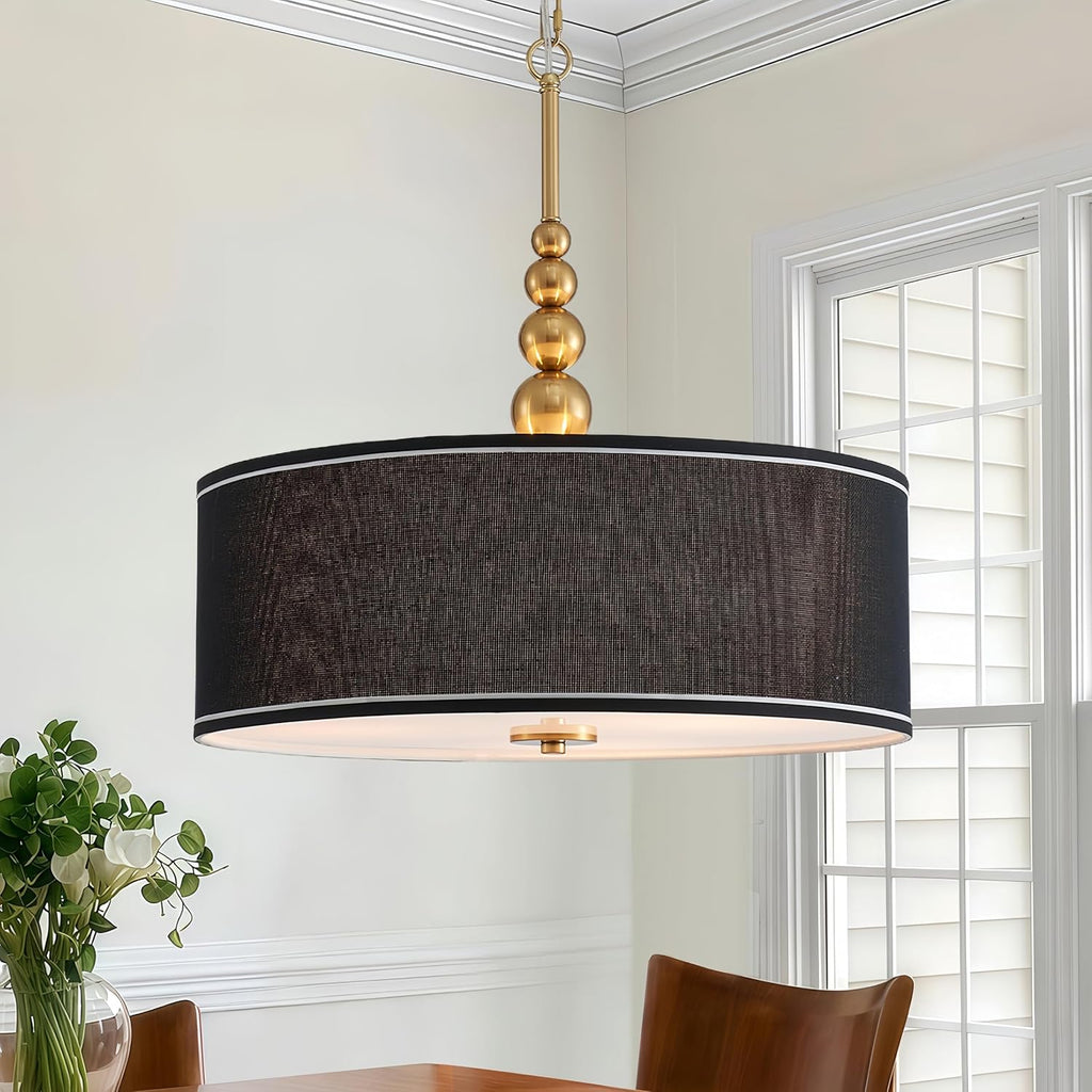 Lighting Black Linen Drum Chandelier