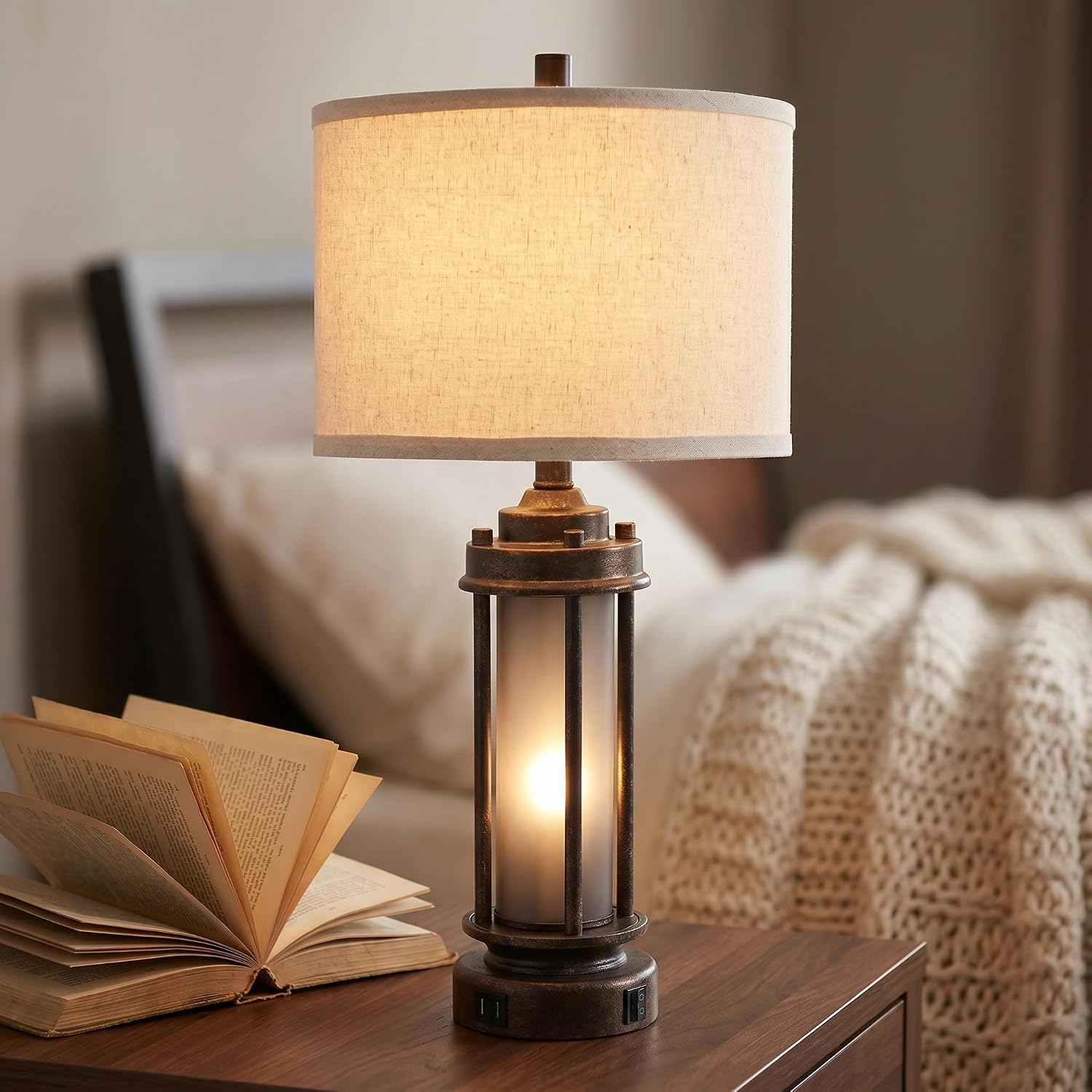 Farmhouse Frosted Glass Table Lamp