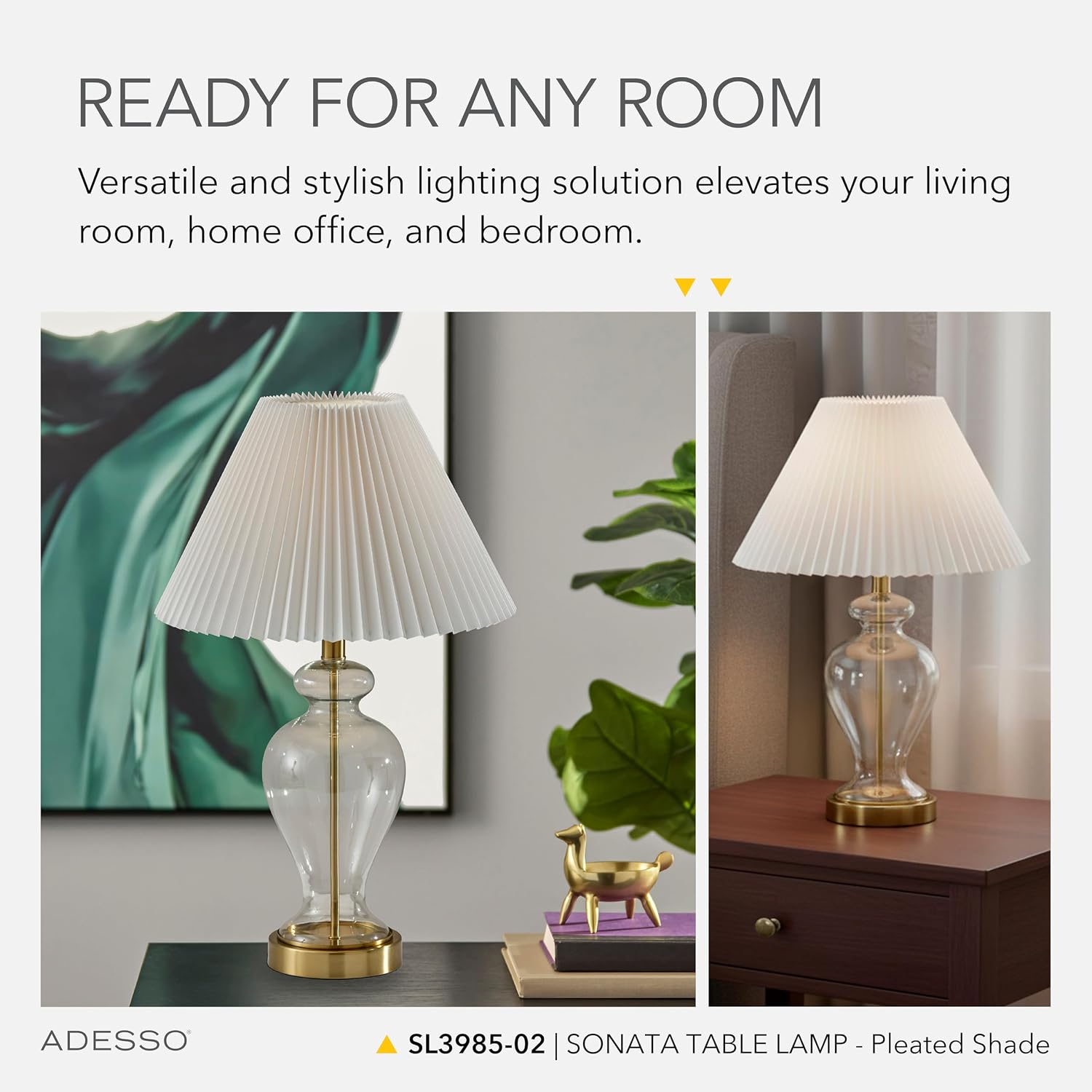 Glass Base Brass Accents Table Lamp