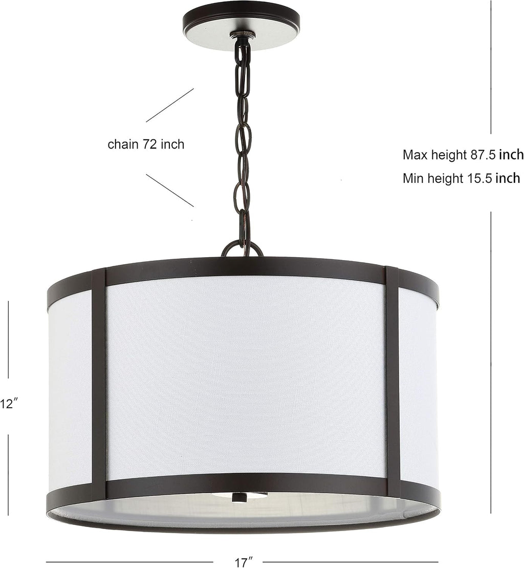 Linen Drum LED Pendant Light 17"