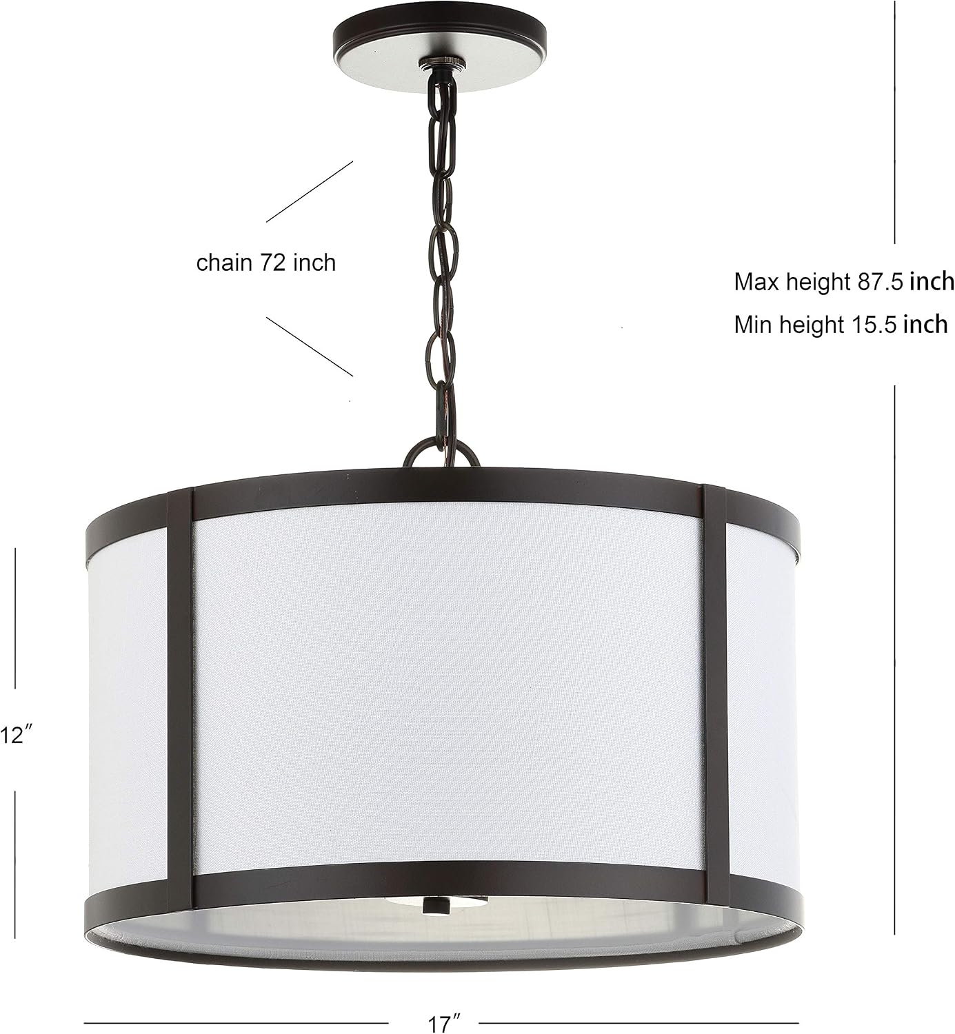 Linen Drum LED Pendant Light 17"