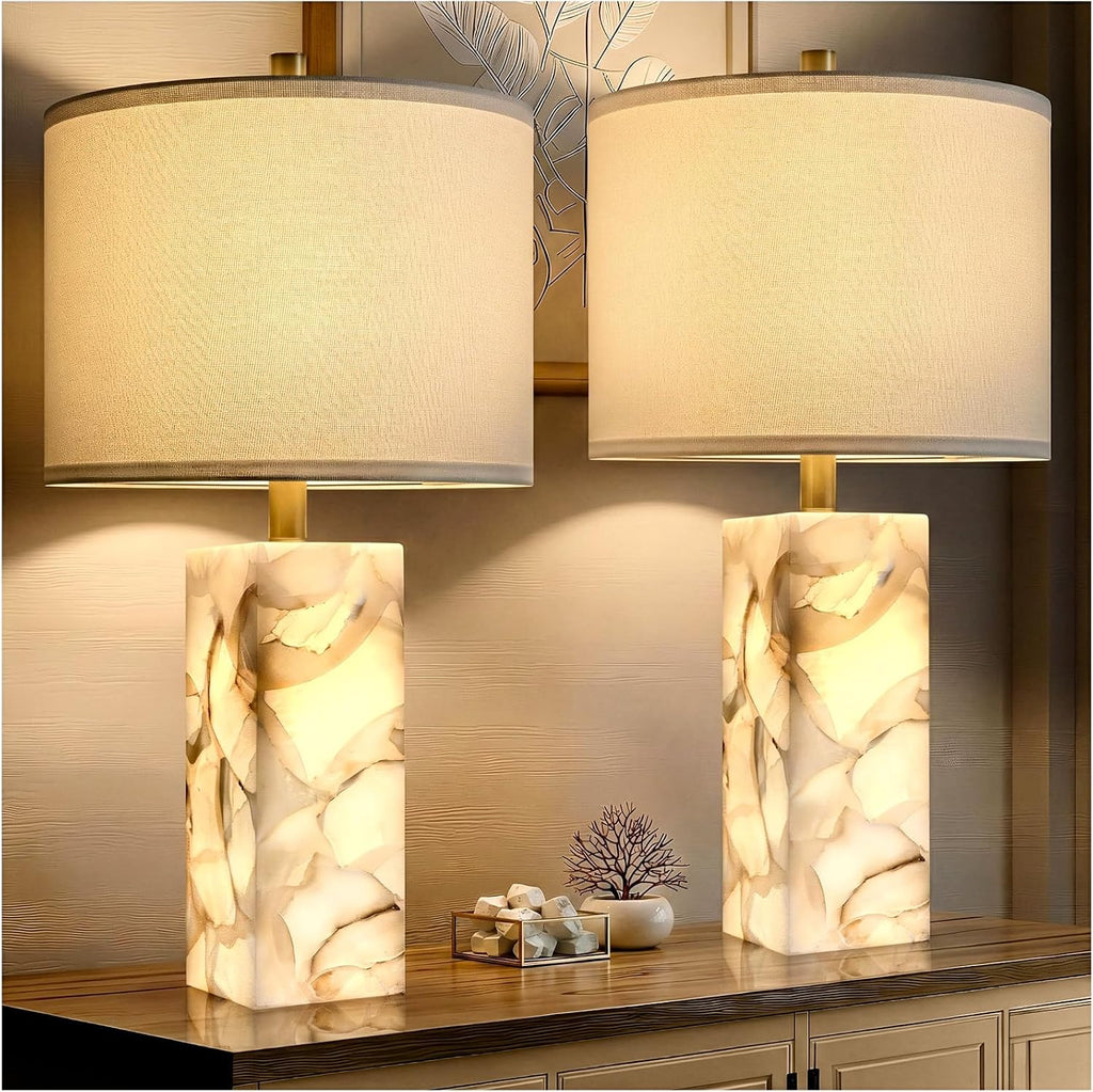 Alabaster Table Lamps Set of Two 23"