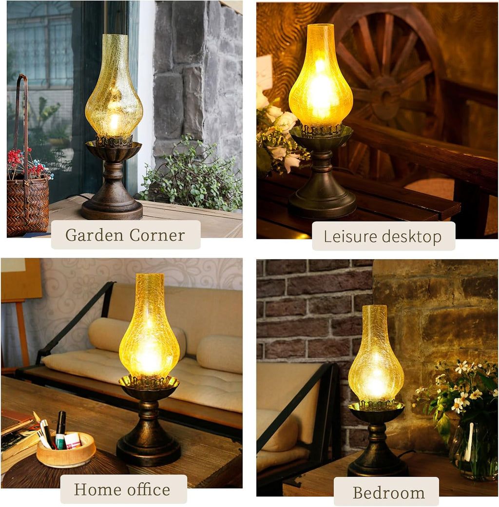 Vintage Amber Glass Table Lamp