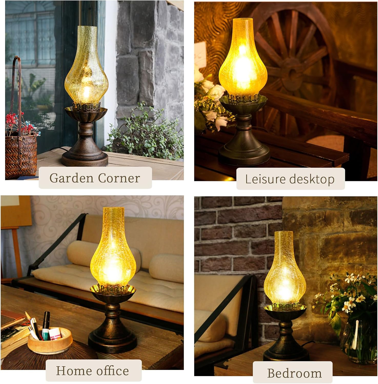 Vintage Amber Glass Table Lamp