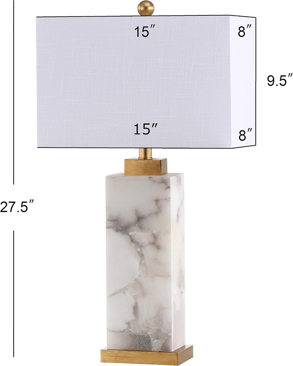 Alabaster Table Lamp White Gold 27.5"