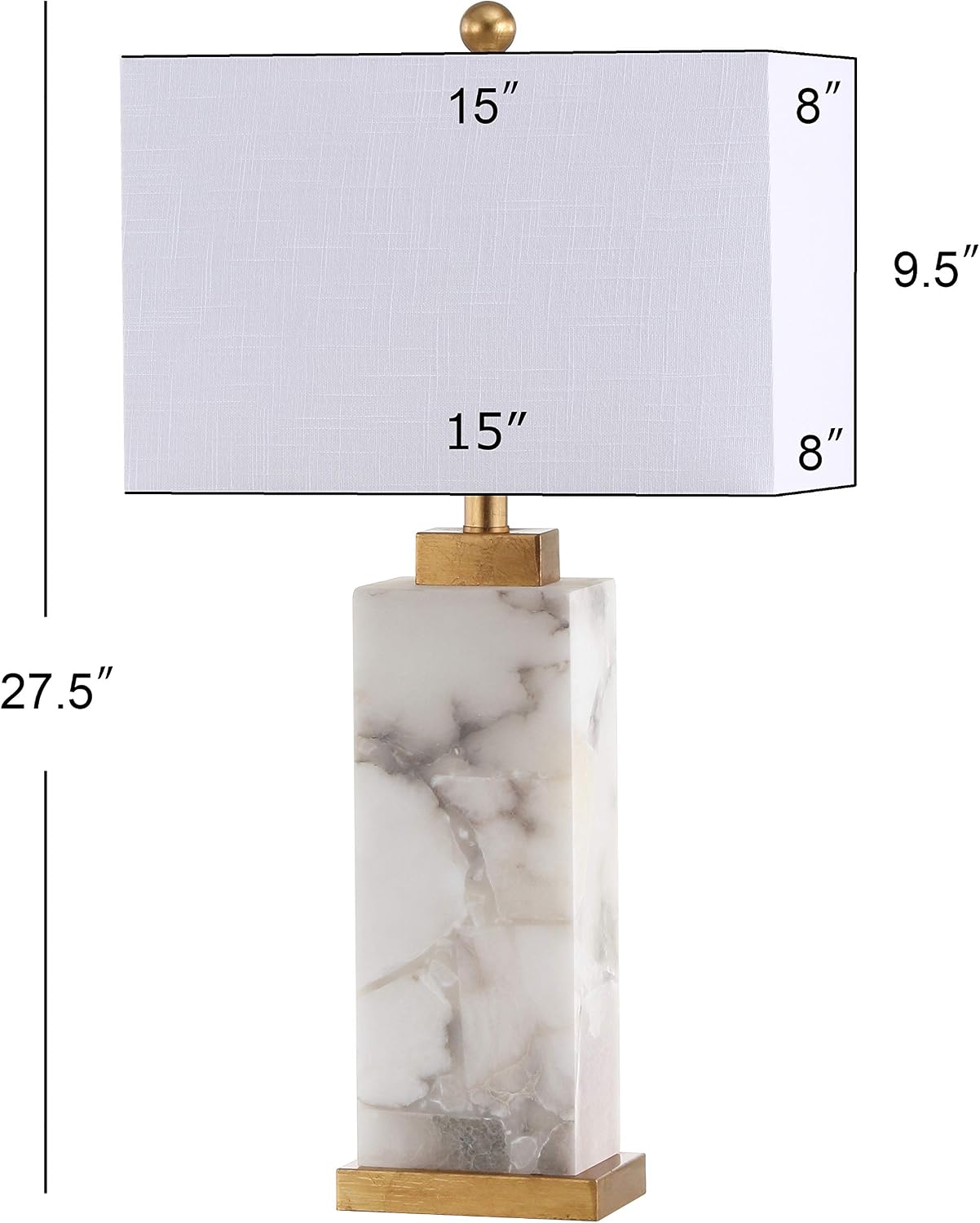 Alabaster Table Lamp White Gold 27.5"