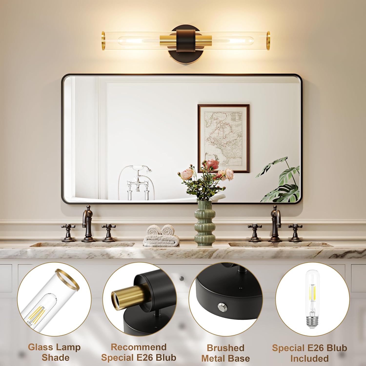 Wall Sconces Black Gold Set of Two With Remote