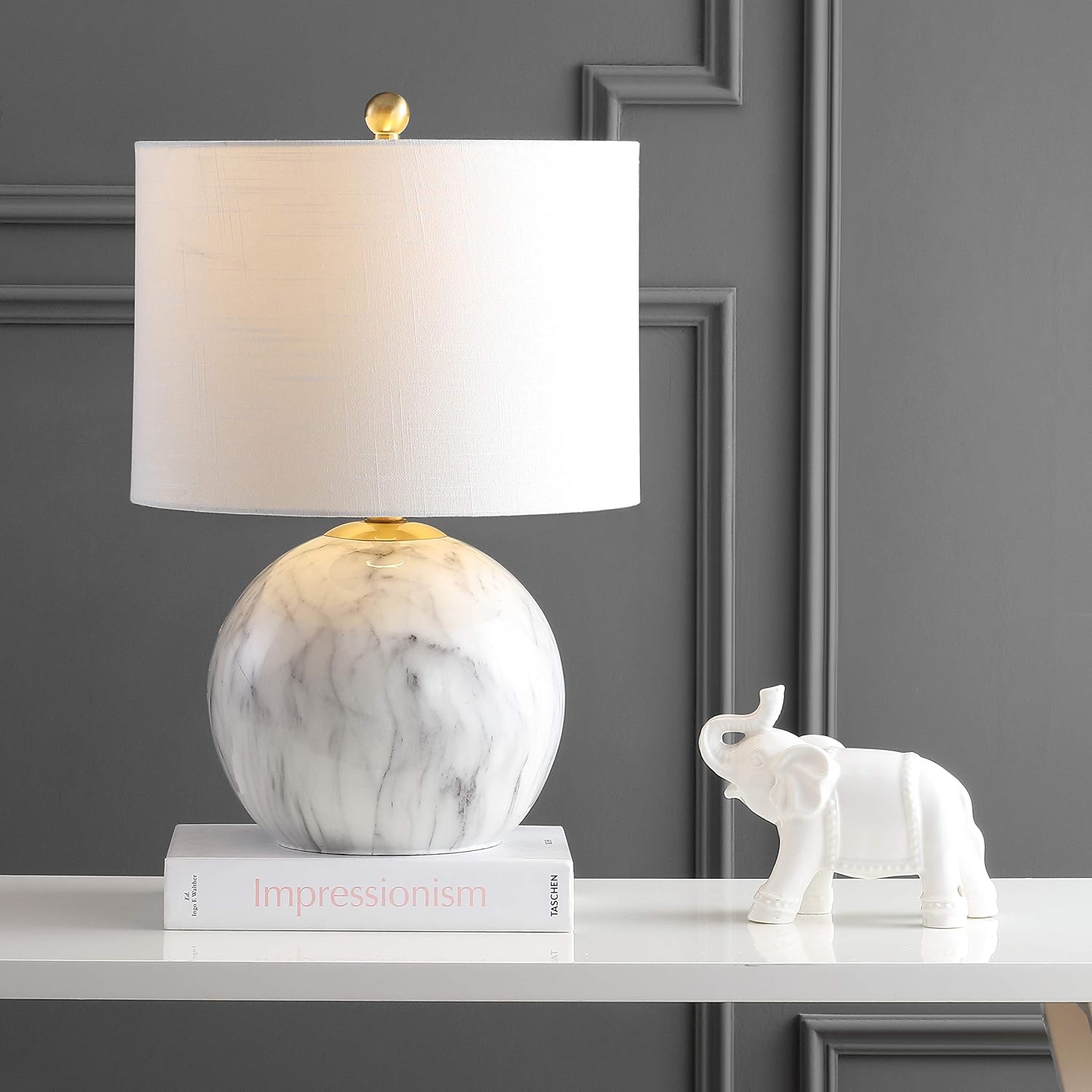 Table Lamp White Brass 21.5"