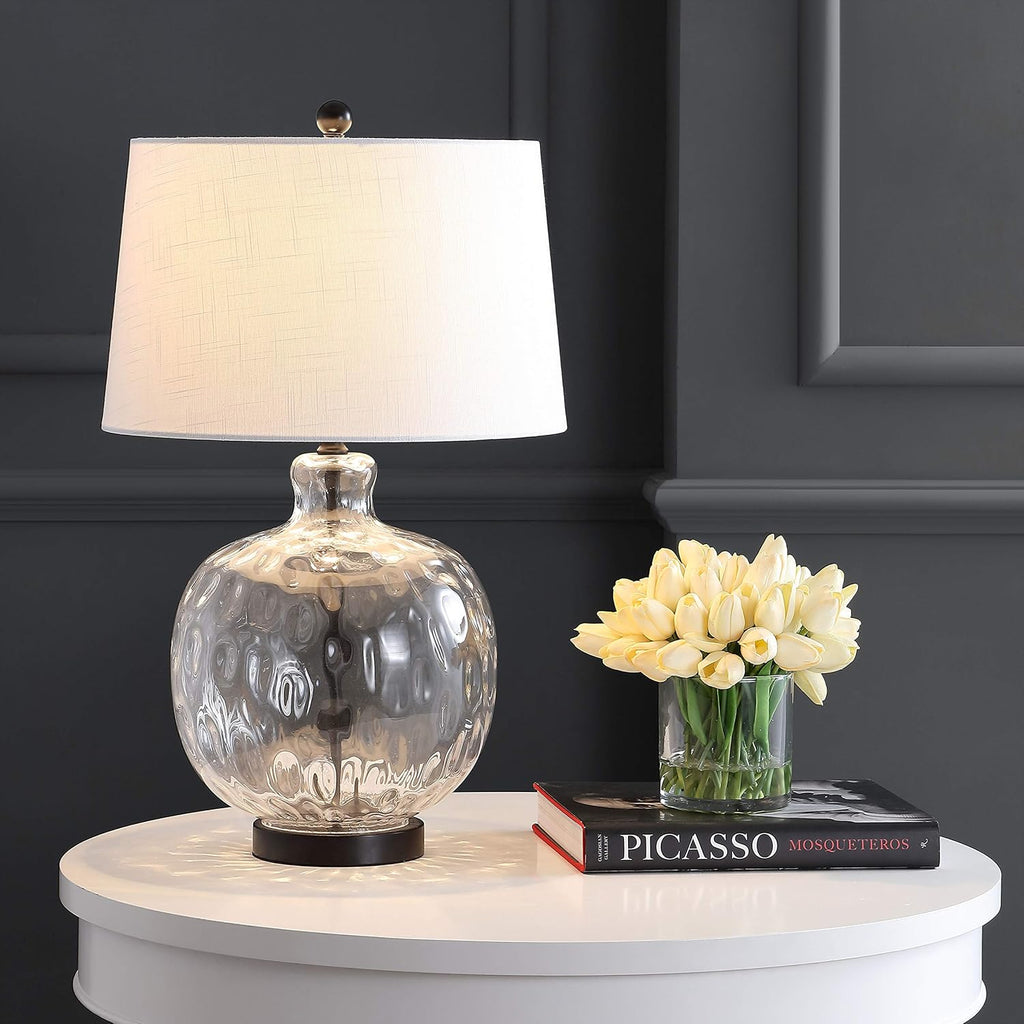 Clear Glass Black Metal Table Lamp