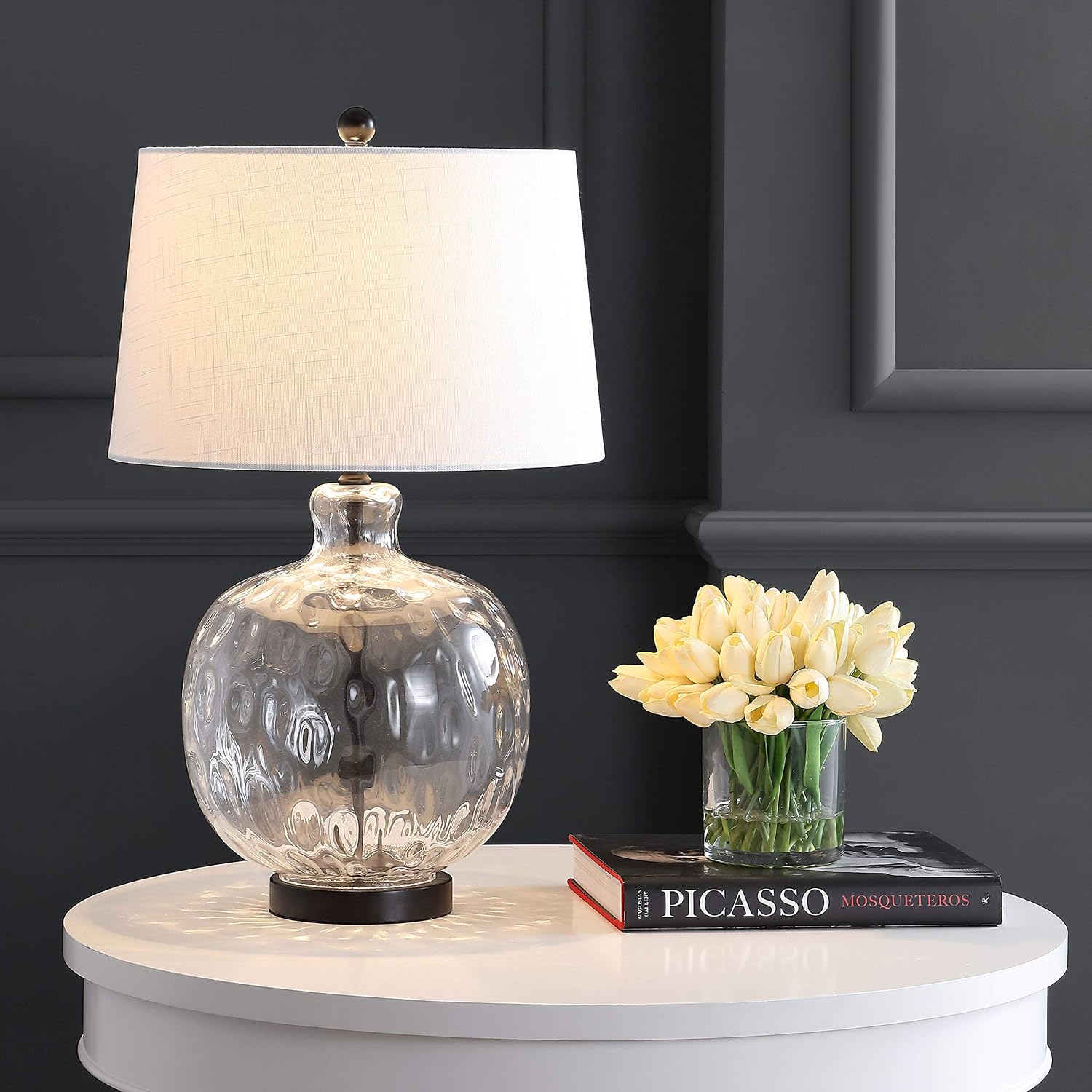 Clear Glass Black Metal Table Lamp