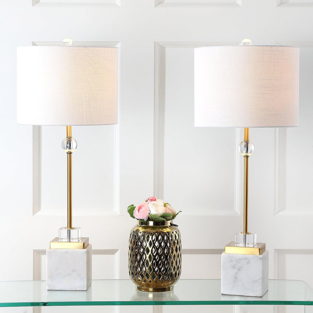 Marble Brass Table Lamps Set of Two 30"