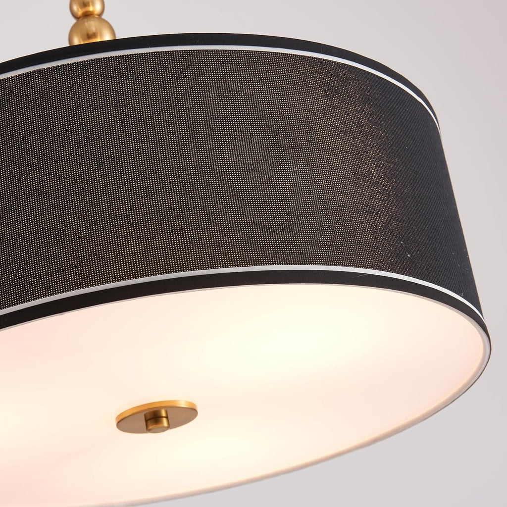 Lighting Black Linen Drum Chandelier