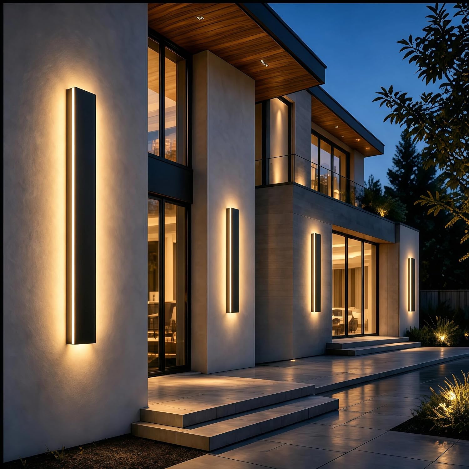 2pcs 39in Black Linear LED Outdoor Wall Light IP65